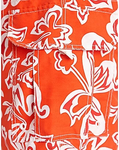 Designer FGL Floral Board Shorts Trunks in Orange for beach swimming swim Small
