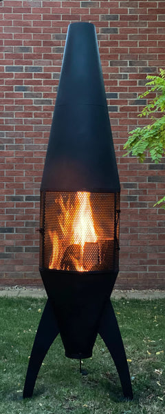 Radar Products Space Rocket Style Fire Pit Chiminea with Cover & Removable BBQ Grill