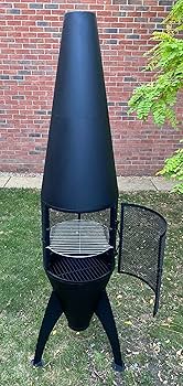 Radar Products Space Rocket Style Fire Pit Chiminea with Cover & Removable BBQ Grill
