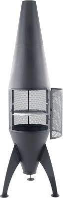 Radar Products Space Rocket Style Fire Pit Chiminea with Cover & Removable BBQ Grill