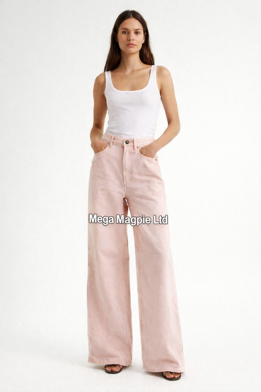 RAEY DN4216 Wide Leg Jeans Women's Pink ALL SIZES