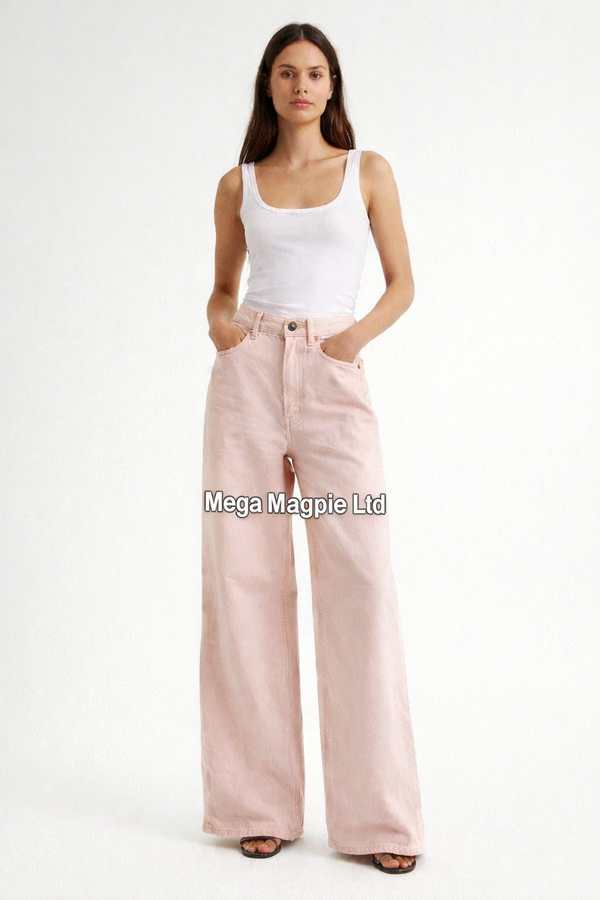RAEY DN4216 Wide Leg Jeans Women's Pink ALL SIZES