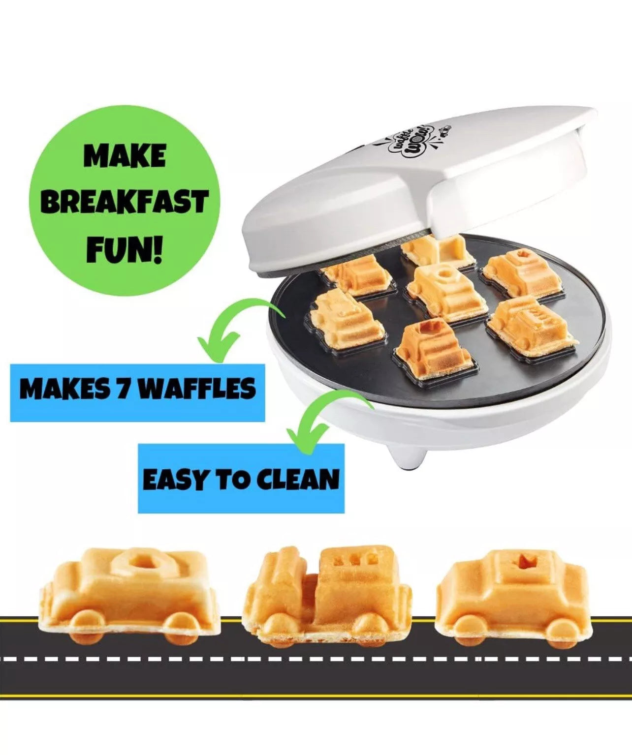 Waffle Wow! 3D Cars & Trucks Fun Waffle Maker Ideal for kids RRP £47.99