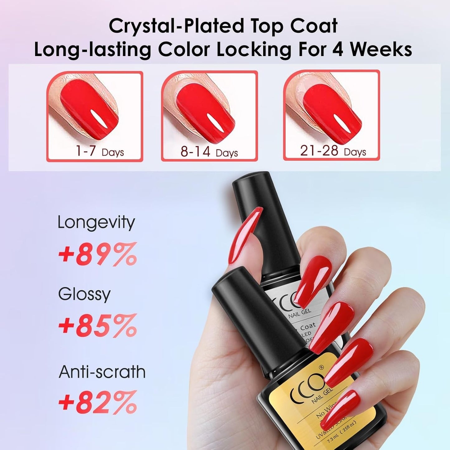 CCO UV Led Soak Off Nail Art Gel Polish Full Colour Top Base Coat 7,3ml Batches