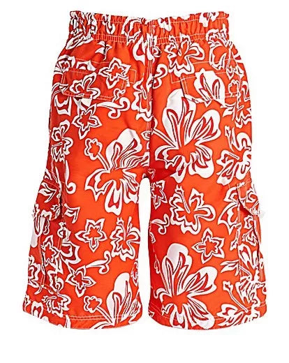 Designer FGL Floral Board Shorts Trunks in Orange for beach swimming swim Small
