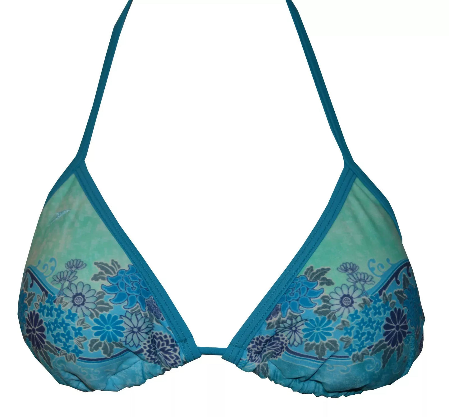 Speedo Blue Akita Cupped Triangle Halter tie back top + high leg brief swim set