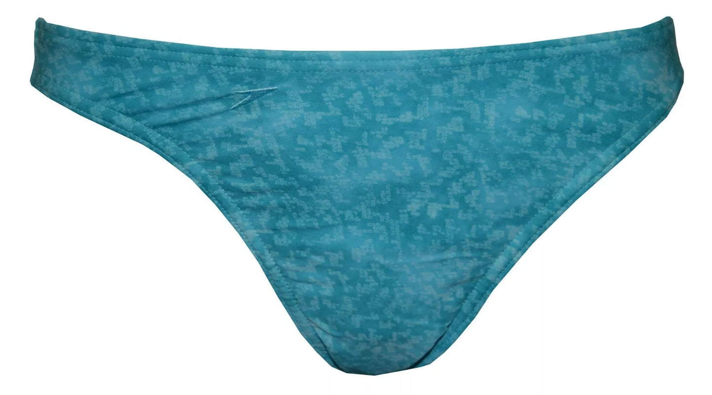 Speedo Blue Akita Cupped Triangle Halter tie back top + high leg brief swim set