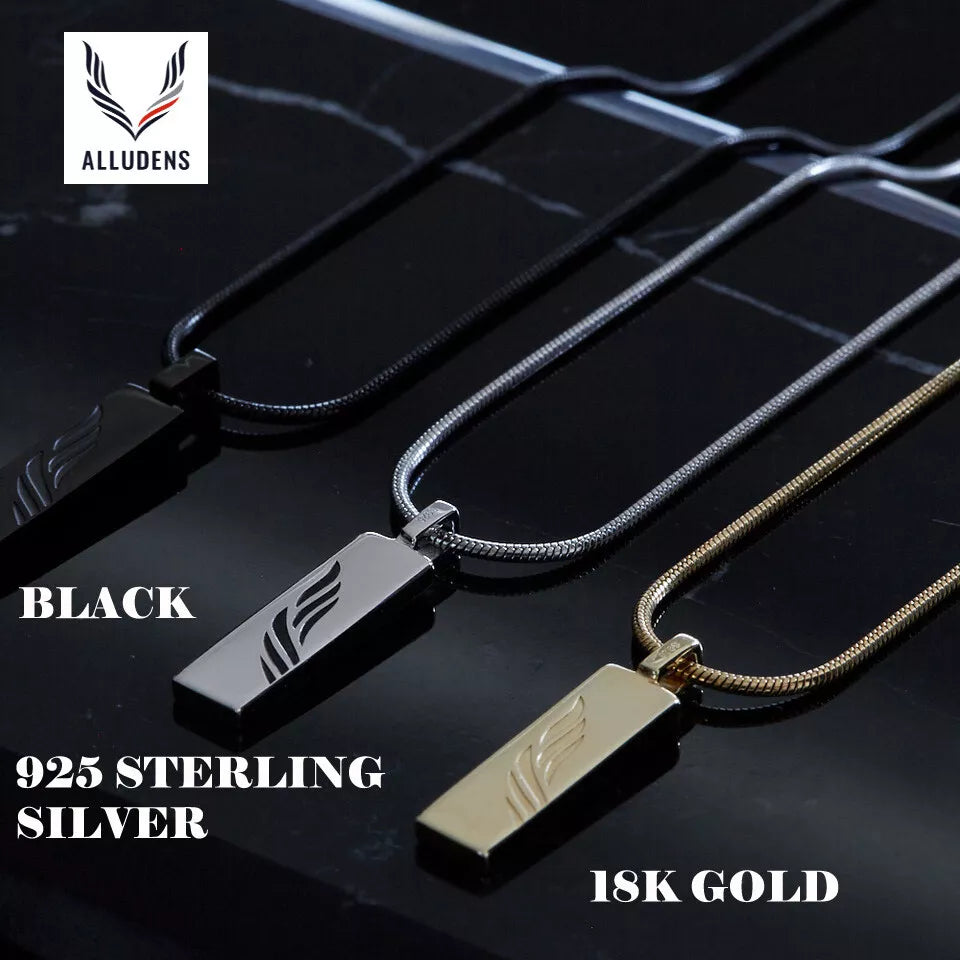 MENS NECKLACE PENDANT (925 STERLING SILVER, 18K GOLD OR GUN METAL) SNAKE CHAIN