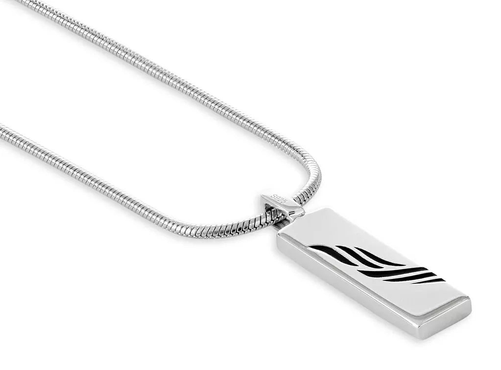 MENS NECKLACE PENDANT (925 STERLING SILVER, 18K GOLD OR GUN METAL) SNAKE CHAIN