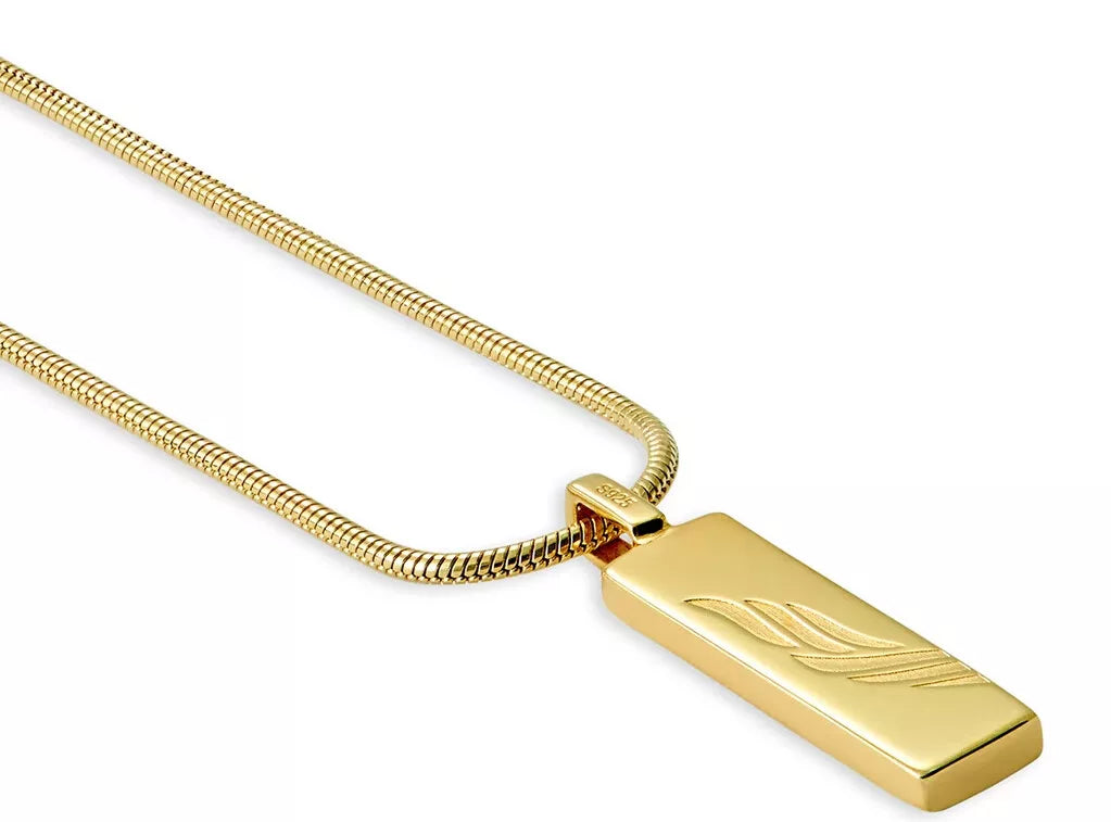 MENS NECKLACE PENDANT (925 STERLING SILVER, 18K GOLD OR GUN METAL) SNAKE CHAIN