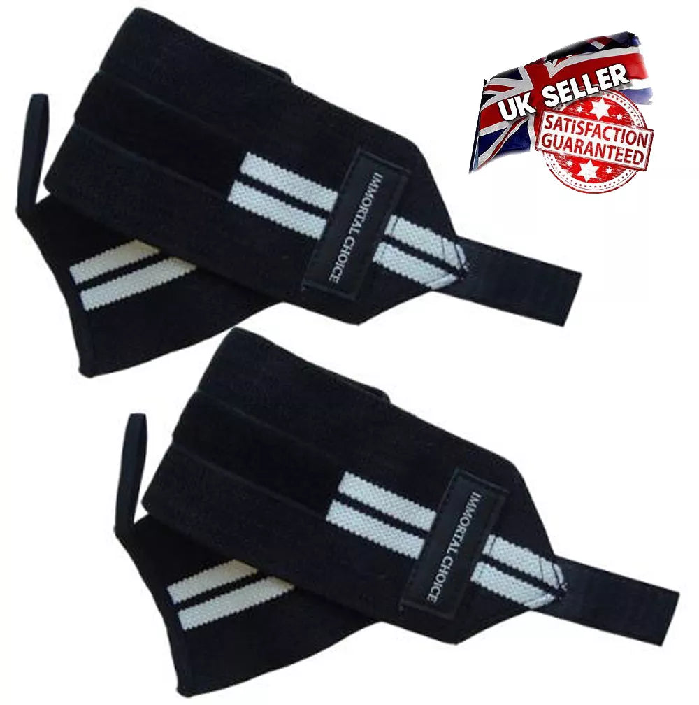 2x Immortal Choice Weight Lifting Wrist Wraps Supports Gym Training Fist Straps