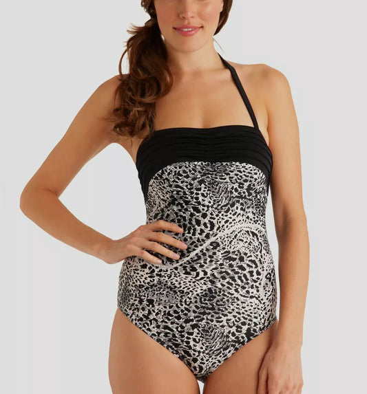 Sophina Figleaves Underwired 30D Bandeau Swimsuit Animal / Leopard swimming costume