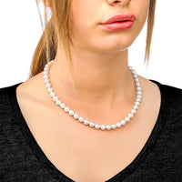 Majorica Short necklace 45cm long on sterling silver rhodium-plated, 8mm round white pearls