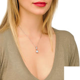 Majorica Timeless Pendant with chain 48cm long on sterling silver rhodium-plated, 10mm round white pearl and zirconia