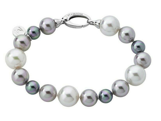 Majorica Pearl Bracelet 20cm long on sterling silver rhodium-plated, 8/12mm