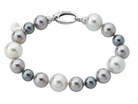 Majorica Pearl Bracelet 20cm long on sterling silver rhodium-plated, 8/12mm