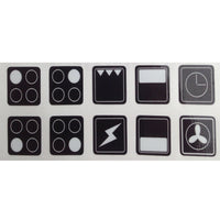 Cooker Oven Stove Range Hob Stickers Symbols Replacement Labels Knob Decals 4 Hob Black on White