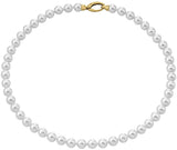 Majorica Short necklace 45cm long on sterling silver gold-plated, 8mm round white pearls