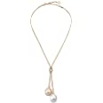 Majorica Necklace 48cm long on sterling silver gold-plated, 14mm baroque white and champagne pearls