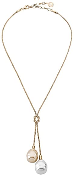 Majorica Necklace 48cm long on sterling silver gold-plated, 14mm baroque white and champagne pearls