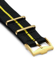 PREMIUM Watch Strap Band Army Military Divers Nylon Mens 20mm BLACK YEL RRP £40