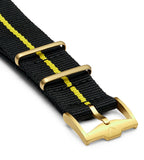PREMIUM Watch Strap Band Army Military Divers Nylon Mens 20mm BLACK YEL RRP £40