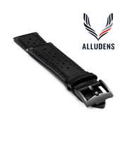 Black Handmade 20mm Perforated Genuine Leather mens watch strap Graphite Buckle