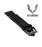 Black Handmade 20mm Perforated Genuine Leather mens watch strap Graphite Buckle