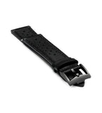 Black Handmade 20mm Perforated Genuine Leather mens watch strap Graphite Buckle