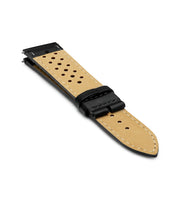 Black Handmade 20mm Perforated Genuine Leather mens watch strap Graphite Buckle