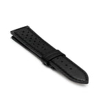 Black Handmade 20mm Perforated Genuine Leather mens watch strap Graphite Buckle