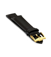 Brown Handmade 20mm rolled edge Genuine Leather mens watch strap Gold Buckle
