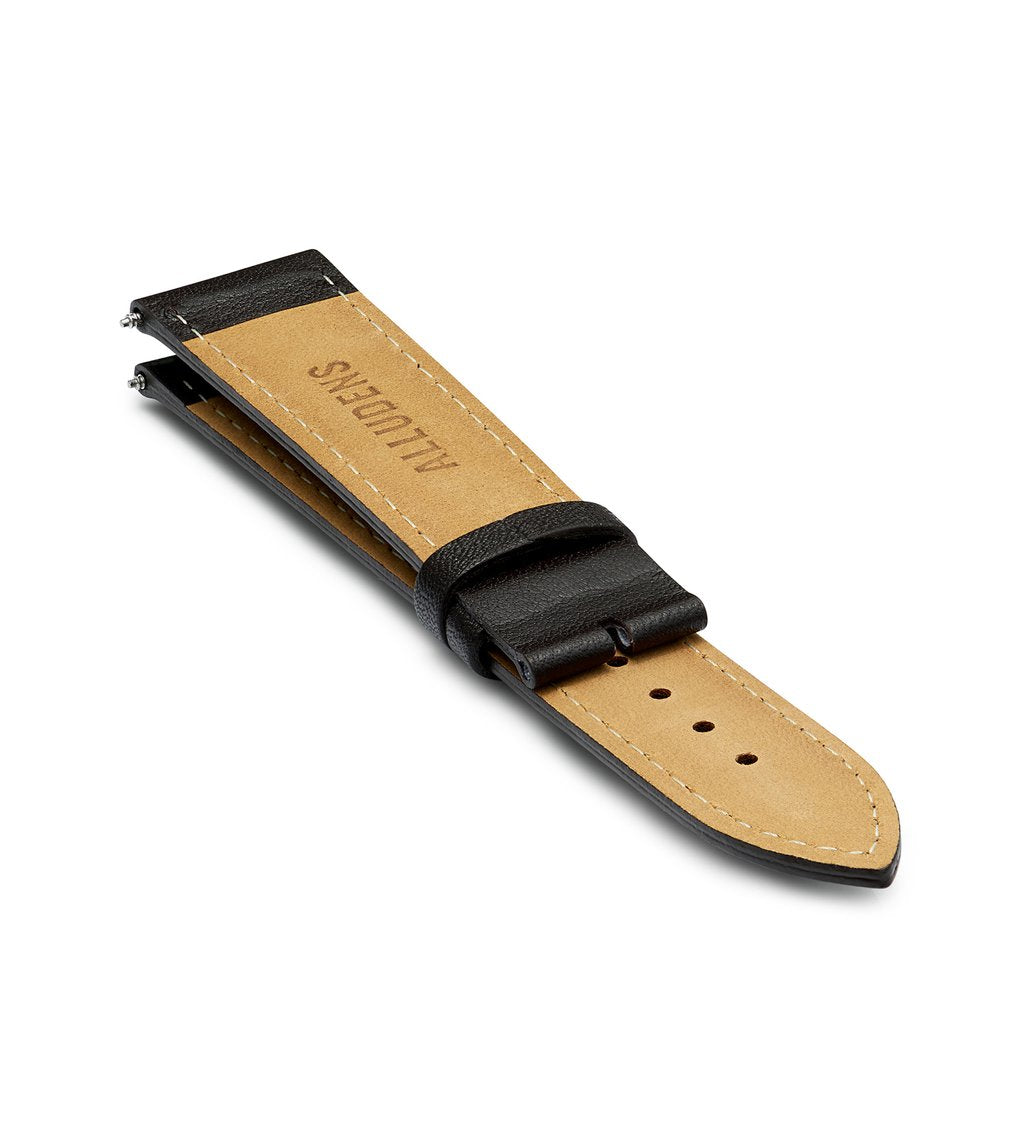 Brown Handmade 20mm rolled edge Genuine Leather mens watch strap Gold Buckle