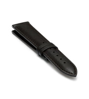 Black Handmade 20mm rolled edge Genuine Leather mens watch strap Graphite Buckle
