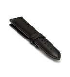 Black Handmade 20mm rolled edge Genuine Leather mens watch strap Graphite Buckle