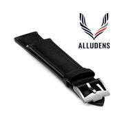 Black Handmade 20mm rolled edge Genuine Leather mens watch strap Silver Buckle