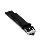 Black Handmade 20mm rolled edge Genuine Leather mens watch strap Silver Buckle