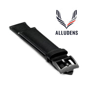 Black Handmade 20mm rolled edge Genuine Leather mens watch strap Graphite Buckle