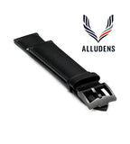 Black Handmade 20mm rolled edge Genuine Leather mens watch strap Graphite Buckle