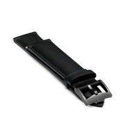 Black Handmade 20mm rolled edge Genuine Leather mens watch strap Graphite Buckle