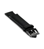 Black Handmade 20mm rolled edge Genuine Leather mens watch strap Graphite Buckle