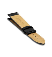 Black Handmade 20mm rolled edge Genuine Leather mens watch strap Silver Buckle