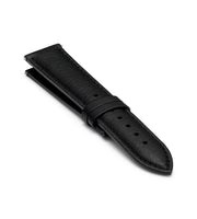 Black Handmade 20mm rolled edge Genuine Leather mens watch strap Silver Buckle