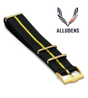 PREMIUM Watch Strap Band Army Military Divers Nylon Mens 20mm BLACK YEL RRP £40