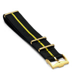 PREMIUM Watch Strap Band Army Military Divers Nylon Mens 20mm BLACK YEL RRP £40