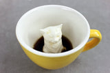 CREATURE CUPS Kitty Cat Ceramic Cup (325 ml, Yellow) Hidden Animal Inside Mug