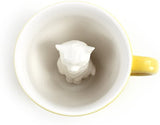 CREATURE CUPS Kitty Cat Ceramic Cup (325 ml, Yellow) Hidden Animal Inside Mug